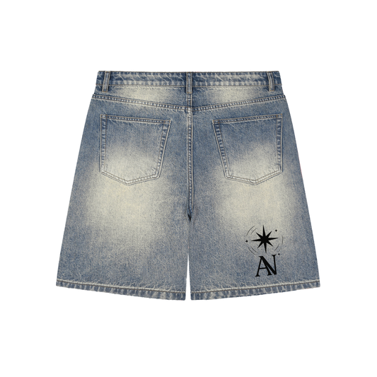 Faded Denim Shorts